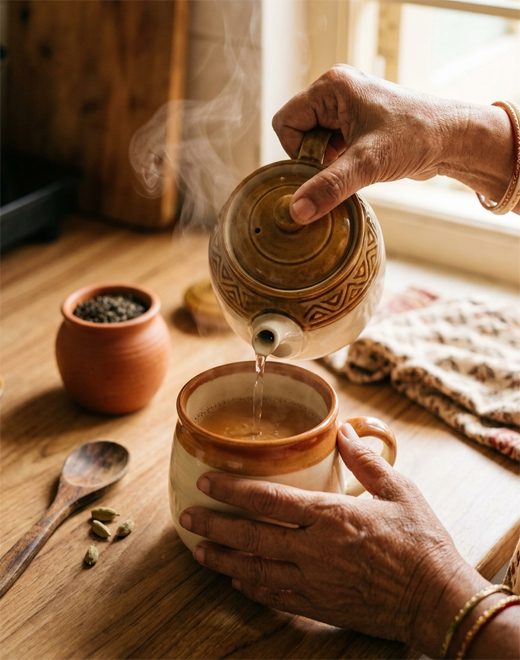 Hands preparing tea — the rituals of everyday life and belonging, grief counseling at Leela Mental Health